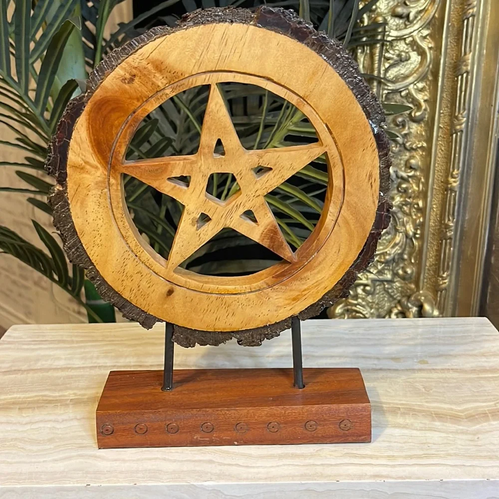 Wooden Pentacle Tabletop Decor - Picture 1 of 3